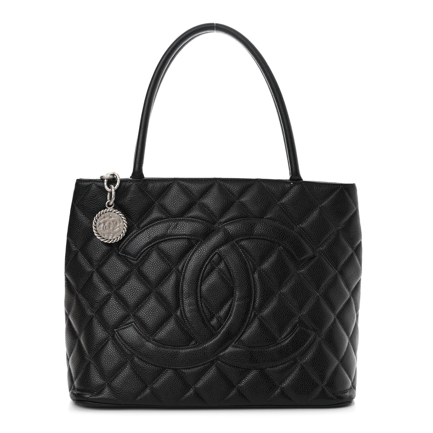 Caviar Quilted Medallion Tote Black