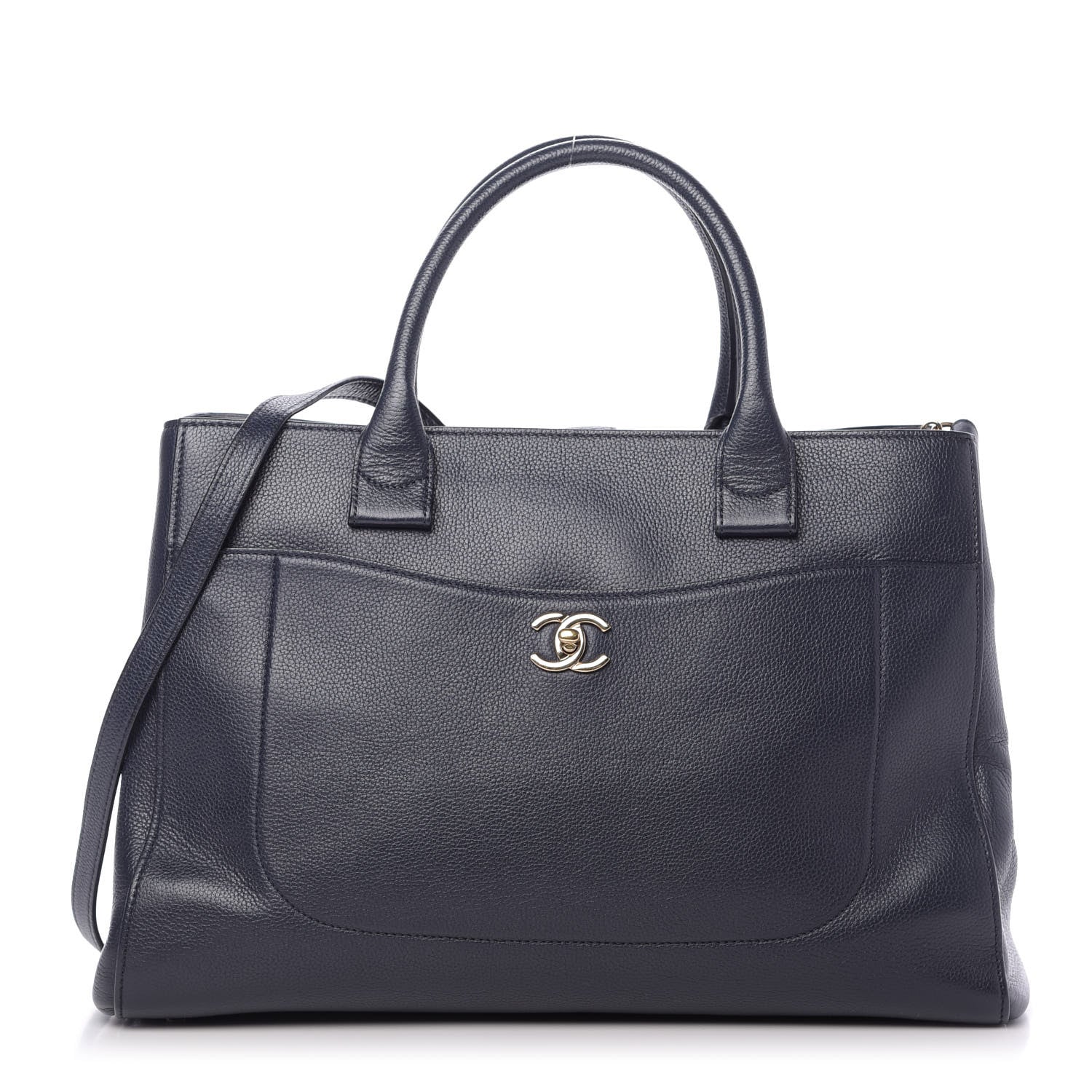 Chanel Grained Calfskin Large Neo Executive Shopper Tote Dark Blue 1 of 9