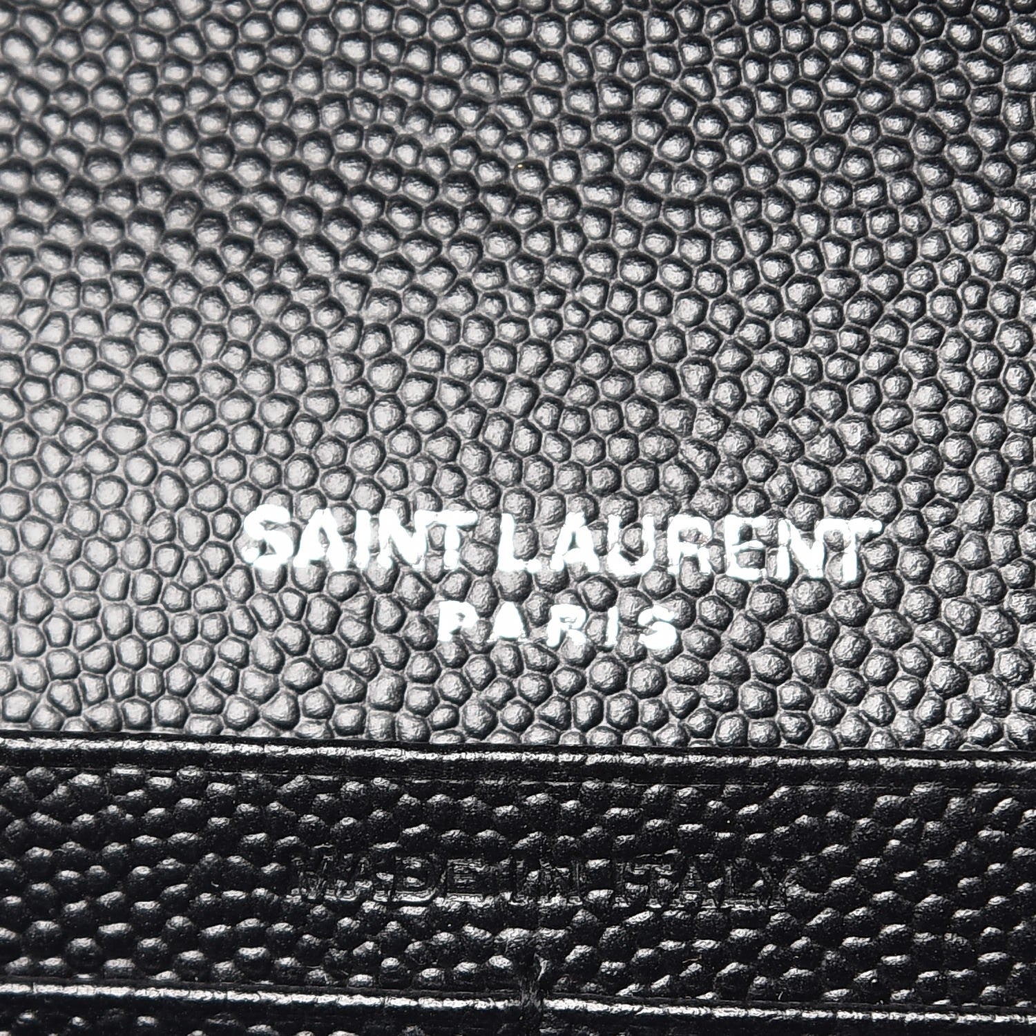 Saint Laurent Grain De Poudre Matelasse Chevron Monogram Chain Wallet Black 6 of 6