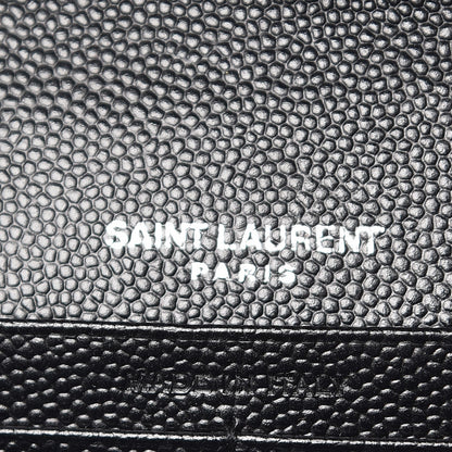 Saint Laurent Grain De Poudre Matelasse Chevron Monogram Chain Wallet Black 6 of 6