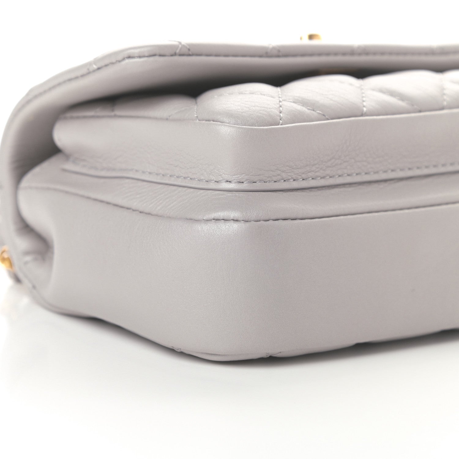 Chanel Calfskin Quilted Top Handle Flap Light Grey 9 of 12