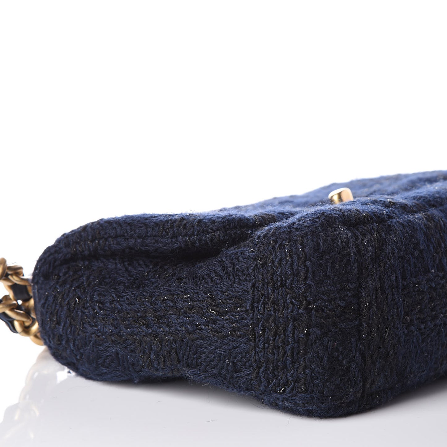 Tweed Quilted Medium 19 Flap Navy Blue Black