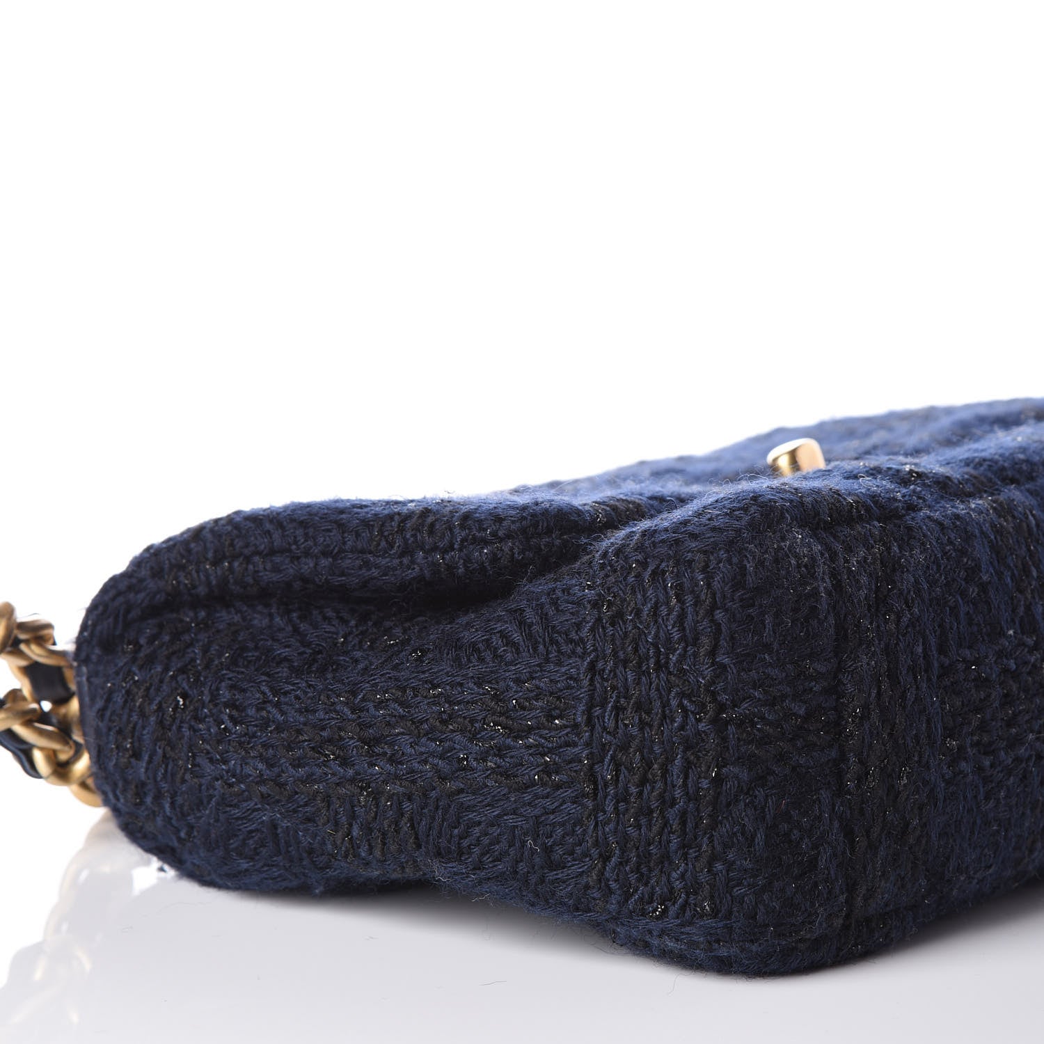 Chanel Tweed Quilted Medium 19 Flap Navy Blue Black 7 of 9