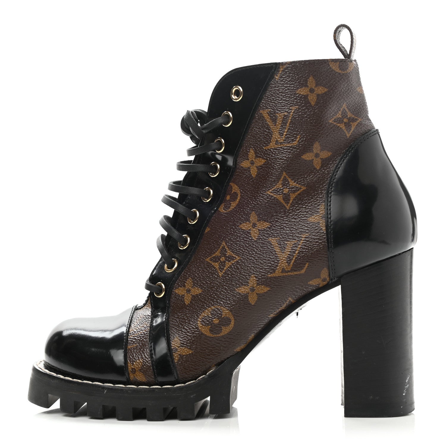 Louis Vuitton Patent Calfskin Monogram Star Trail Ankle Boots 40 Black 1 of 16