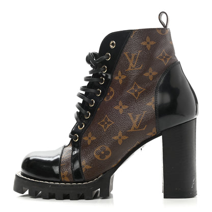 Louis Vuitton Patent Calfskin Monogram Star Trail Ankle Boots 40 Black 1 of 16