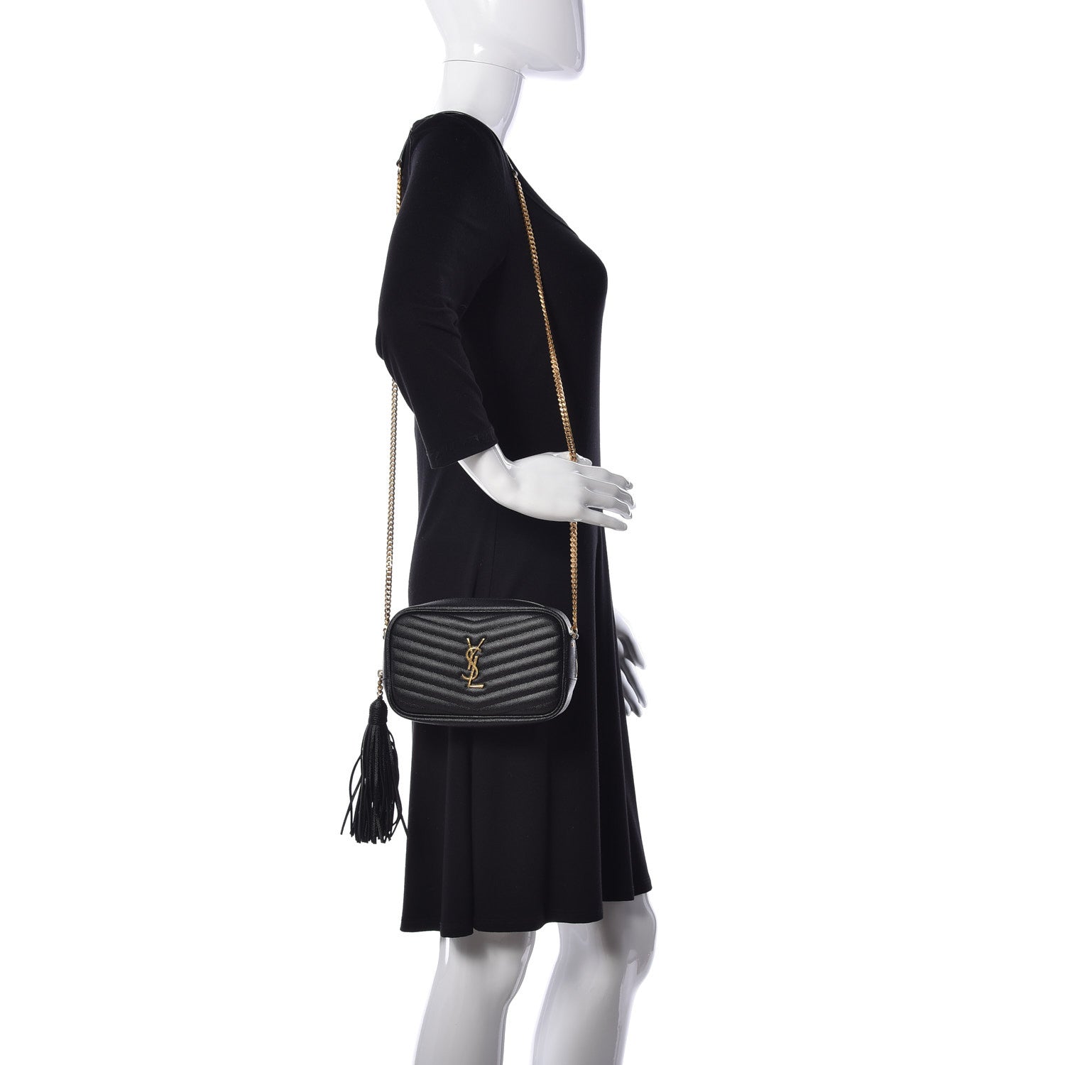 Saint Laurent Grain De Poudre Matelasse Monogram Mini Lou Camera Bag Black 2 of 11