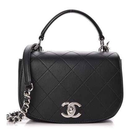 Chanel Calfskin Stitched Small Ring My Bag Flap Crossbody Bag Black 1 of 7