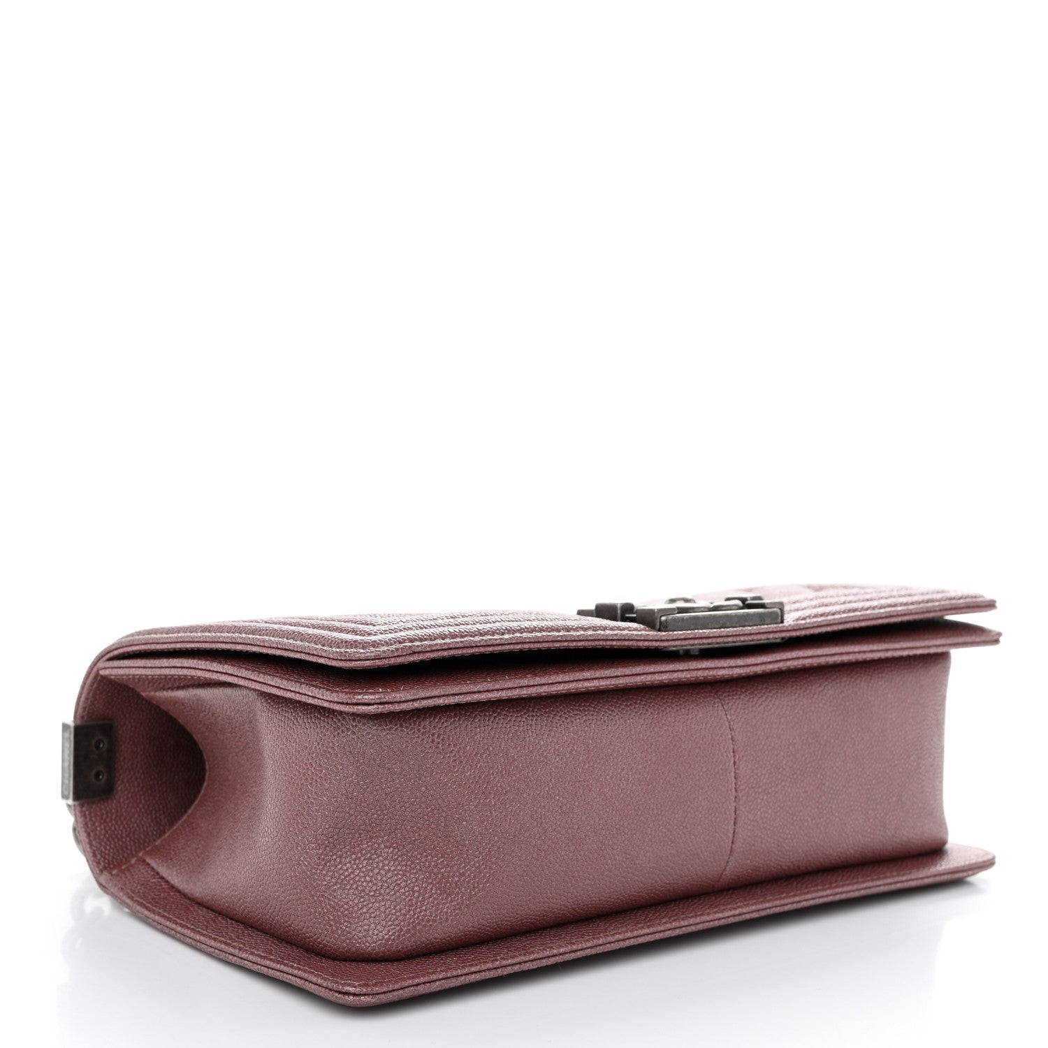 Chanel Metallic Caviar Chevron Quilted Medium Boy Flap Dark Pink 4 of 11