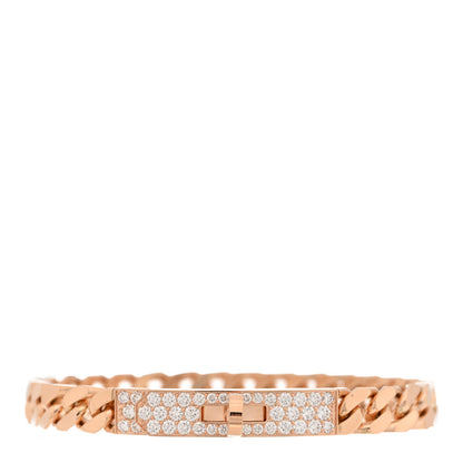 Hermes 18K Rose Gold Diamond PM Kelly Gourmette Bracelet SH 1 of 4