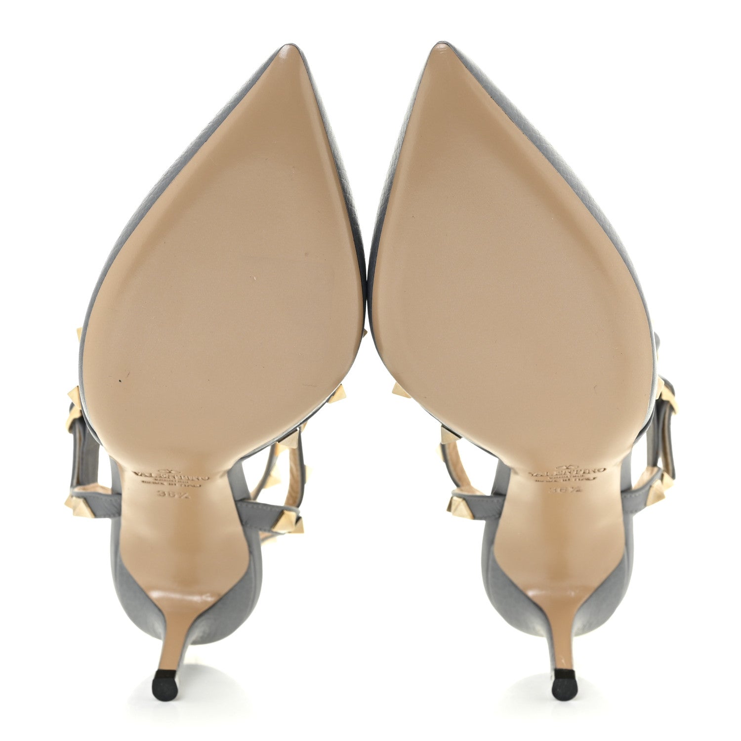 Valentino Garavani Pebbled Calfskin Rockstud Ankle Strap 65mm Pumps 36.5 Sky Sorbet 5 of 11