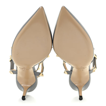 Valentino Garavani Pebbled Calfskin Rockstud Ankle Strap 65mm Pumps 36.5 Sky Sorbet 5 of 11