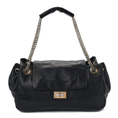 Chanel Calfskin Perforated Large Drill Accordion Flap Black 1 of 12