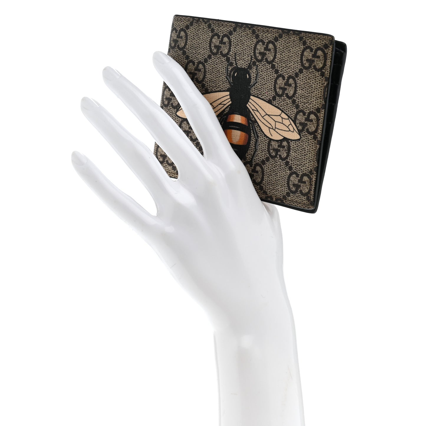 GG Supreme Monogram Bee Bi-Fold Wallet Beige