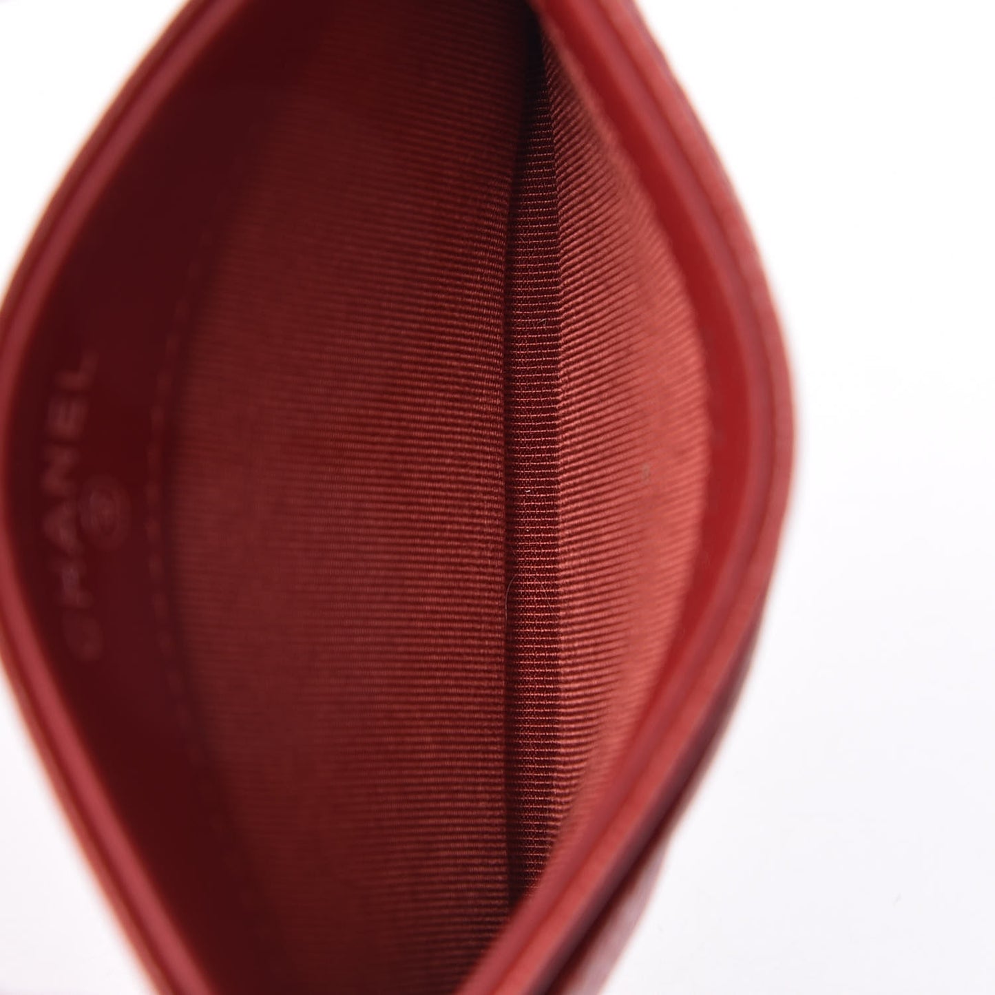 Caviar Quilted Card Holder Dark Red