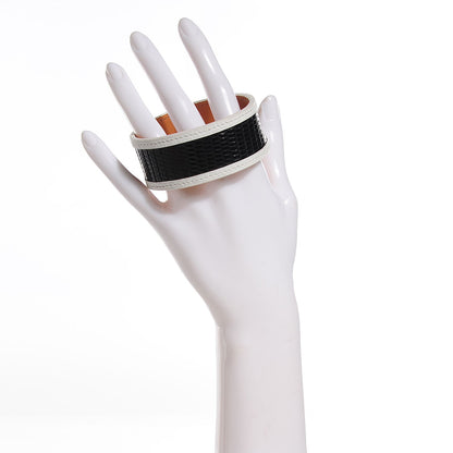 Hermes Lizard Petit H Bracelet M Blanc Noir 2 of 6