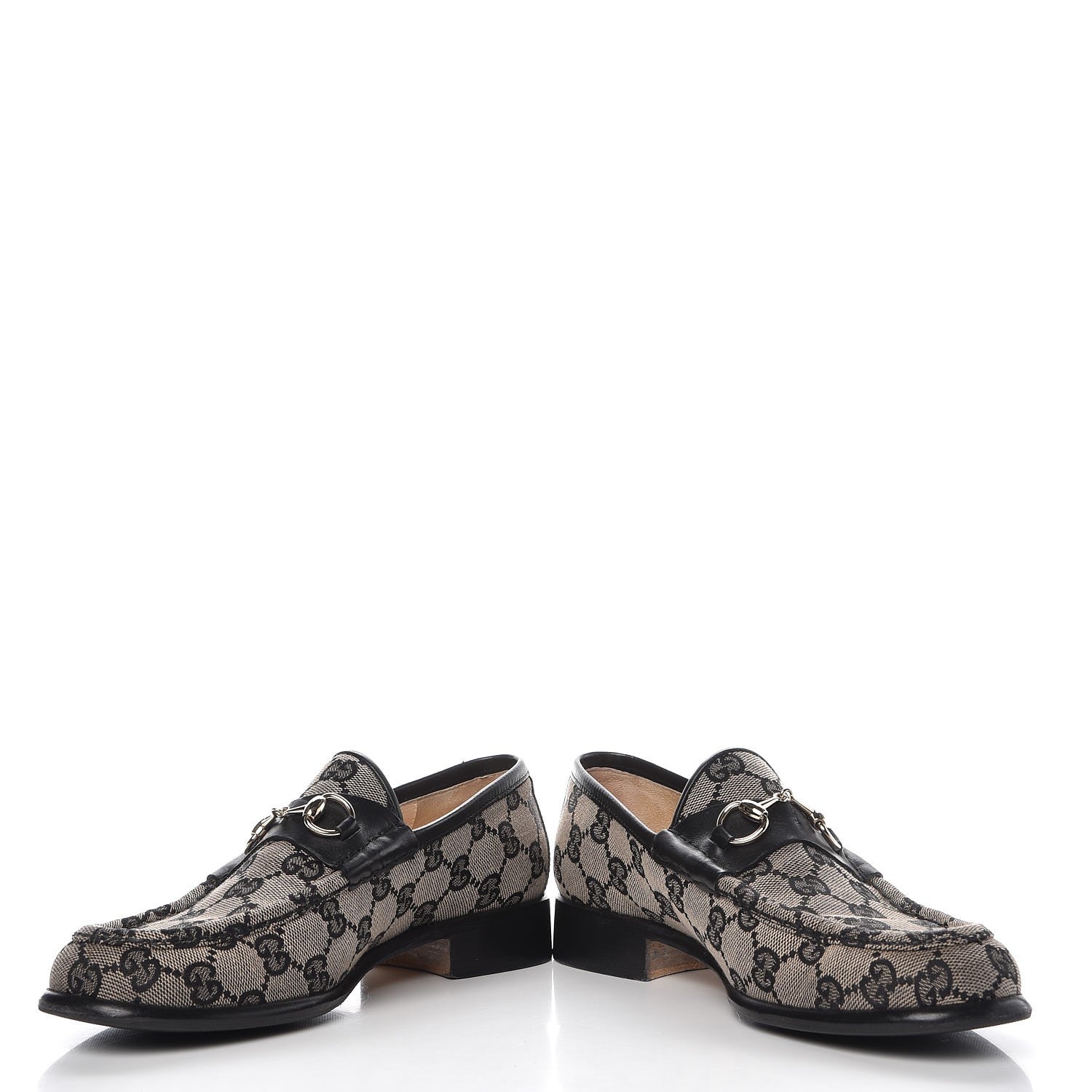 Gucci Monogram Calfskin Womens Horsebit Loafers 7 Black 5 of 11