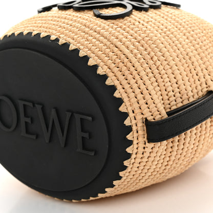 Loewe X PAULA'S IBIZA Raffia Calfskin Beehive Basket Tote Bag Natural Black 9 of 10