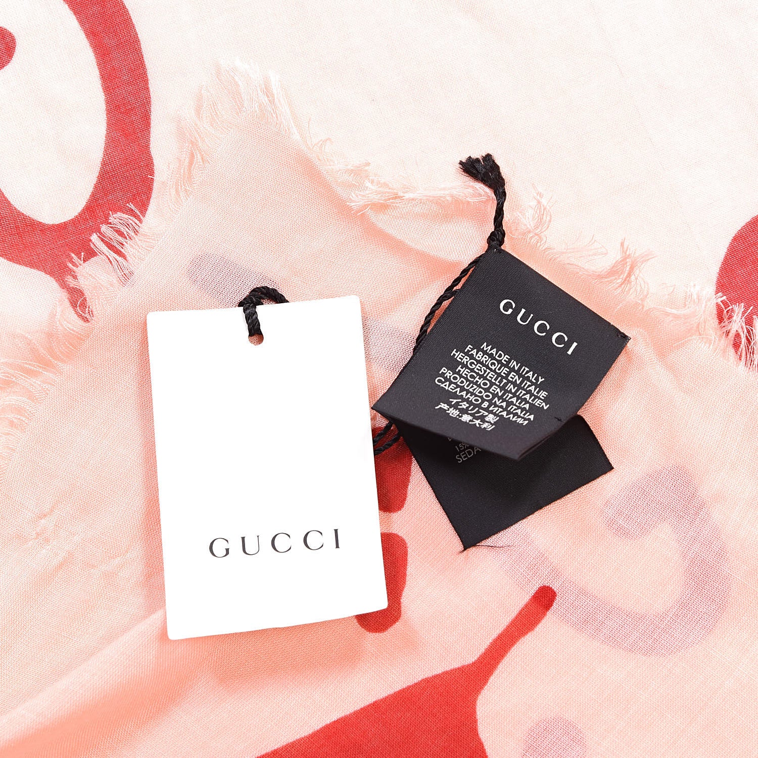 Gucci Modal Silk GG Writers Shawl Roseate Red 4 of 5