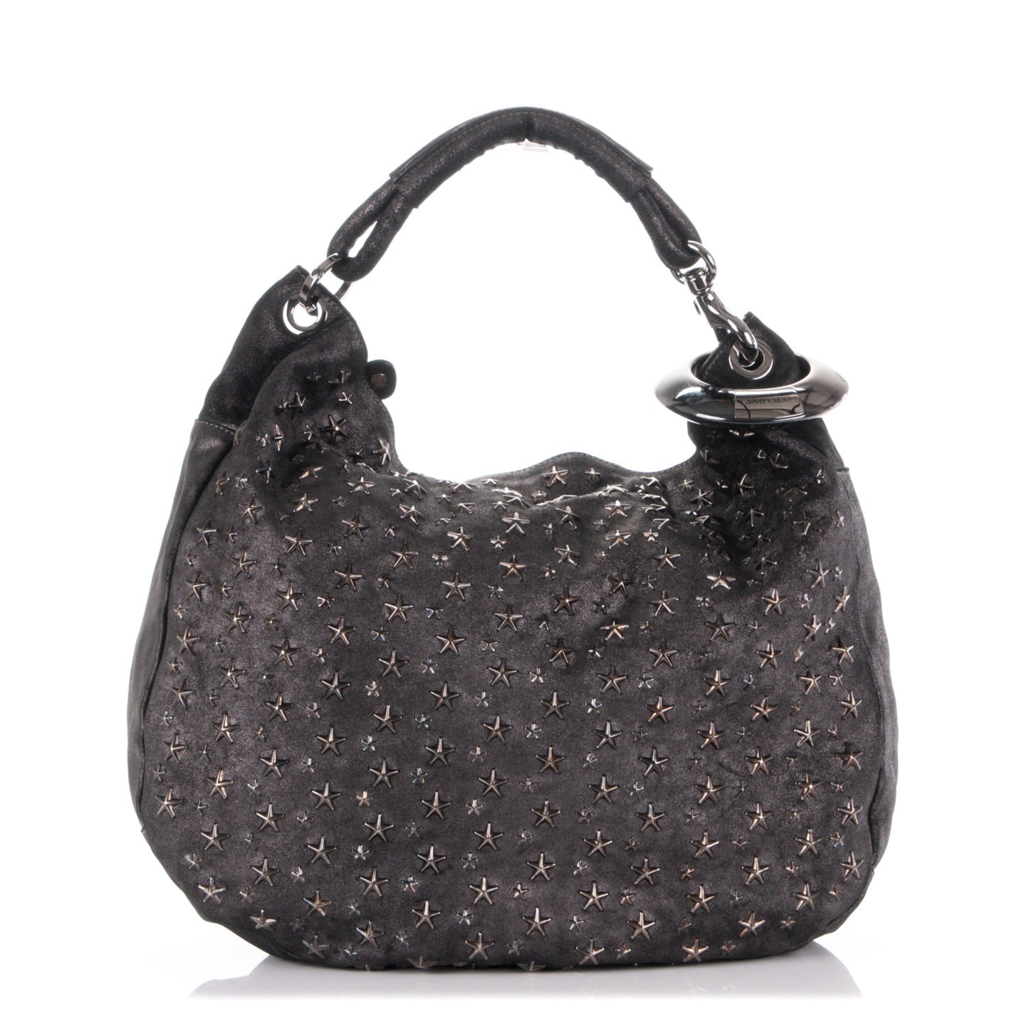 Metallic Calfskin Star Studded Large Sky Hobo Anthracite