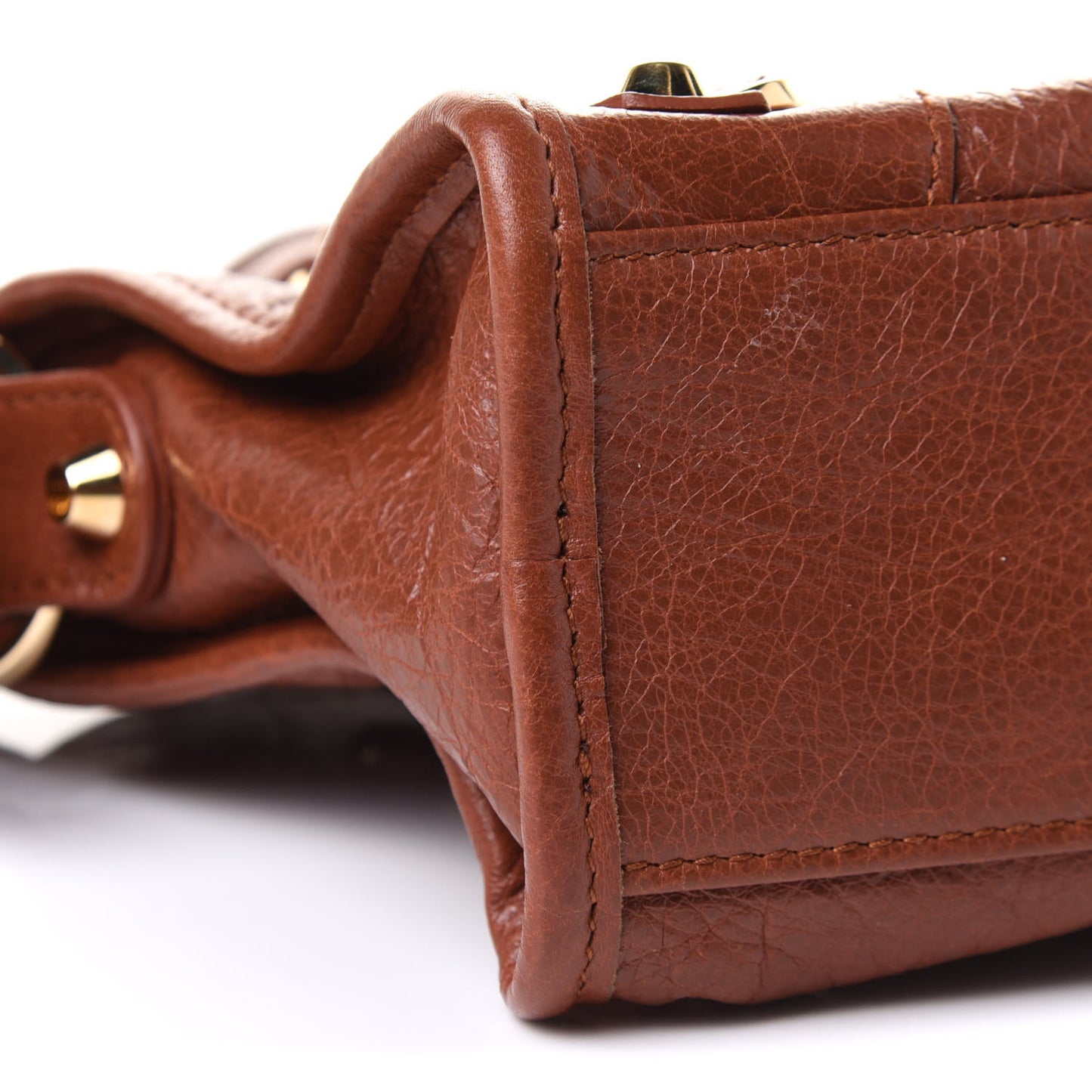 Agneau Classic Gold Hardware Mini City Marron Cognac