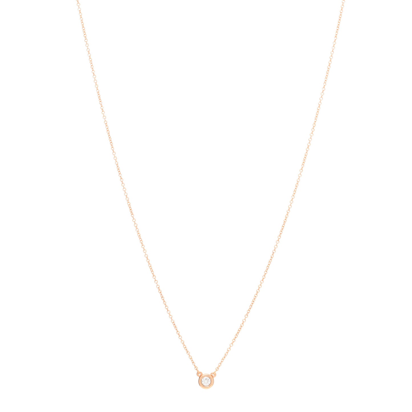 18K Rose Gold Diamond .10ct Elsa Peretti Diamonds by the Yard Pendant Necklace