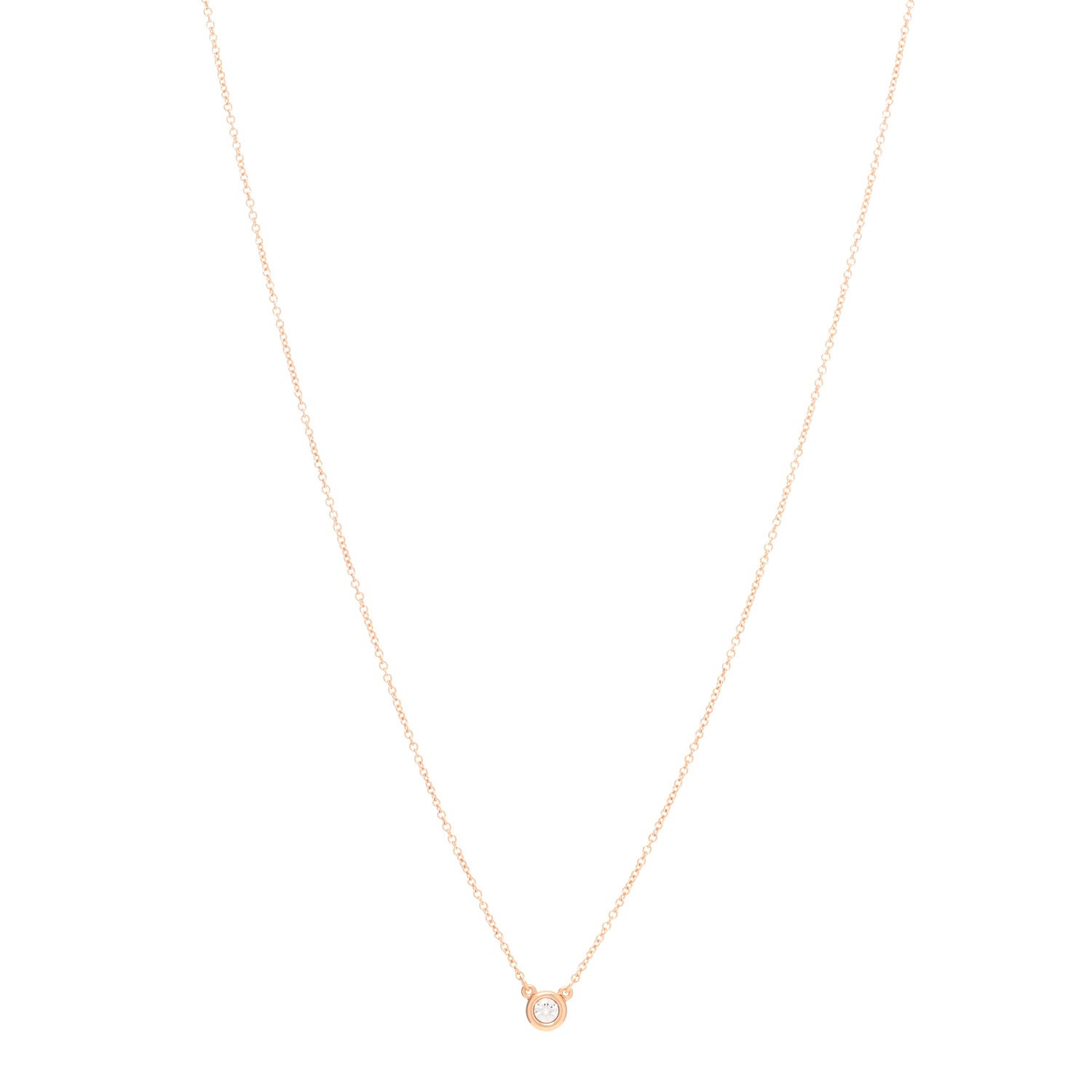 Tiffany 18K Rose Gold Diamond .10ct Elsa Peretti Diamonds by the Yard Pendant Necklace 1 of 4