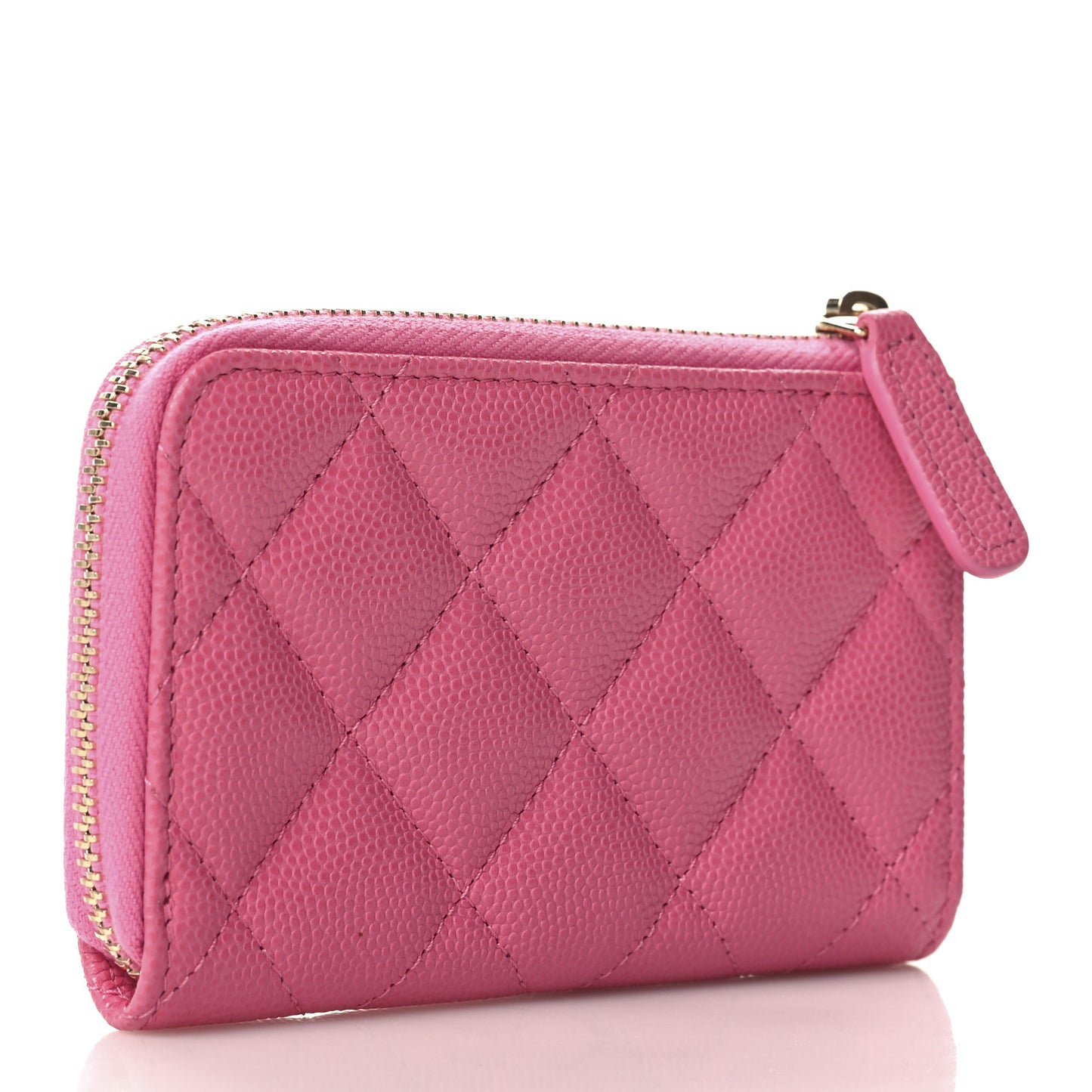 Caviar Quilted Zipped Key Holder Case Pink