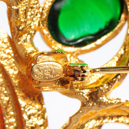 Chanel Gripoix Poured Glass Brooch Pin Gold 3 of 4