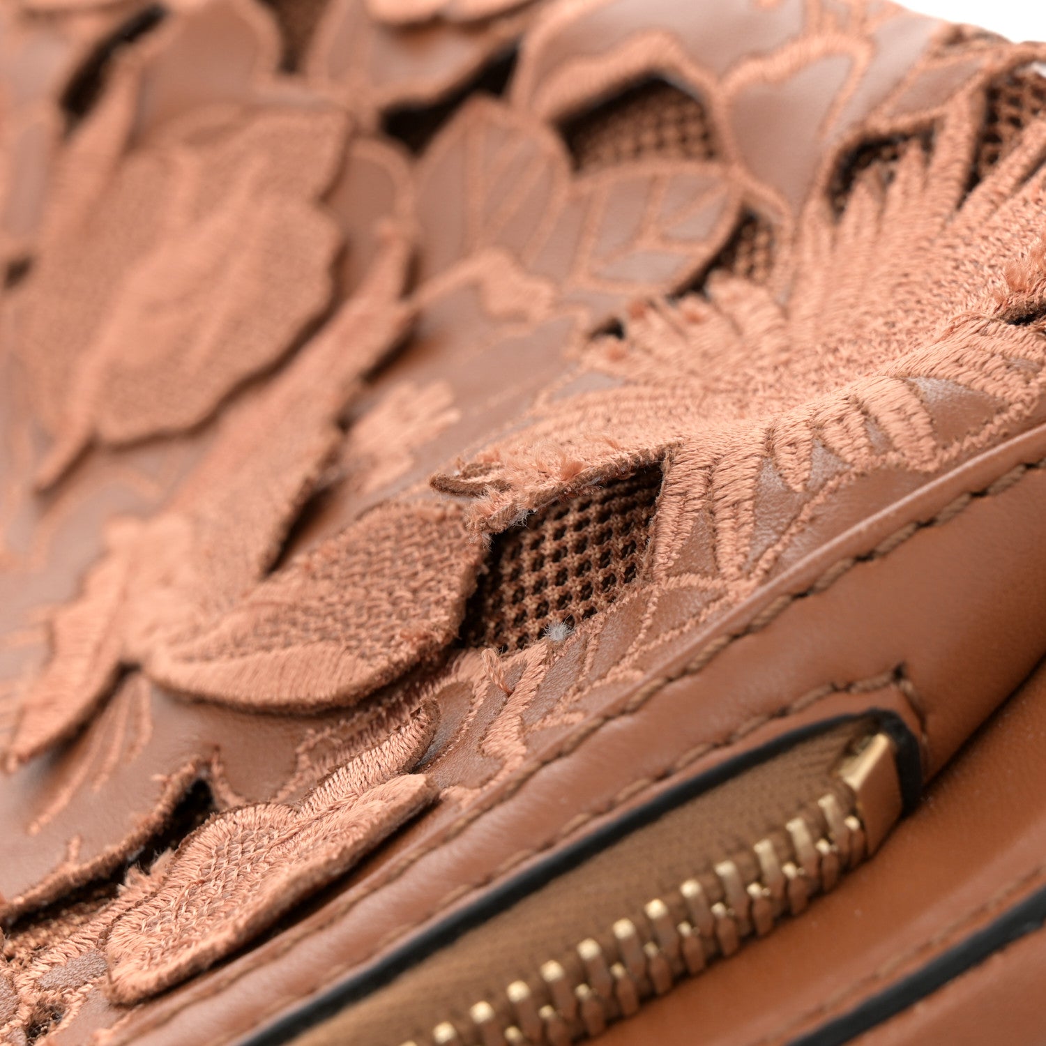 Valentino Garavani Vitello Lace Demetra Satchel Cognac 10 of 10