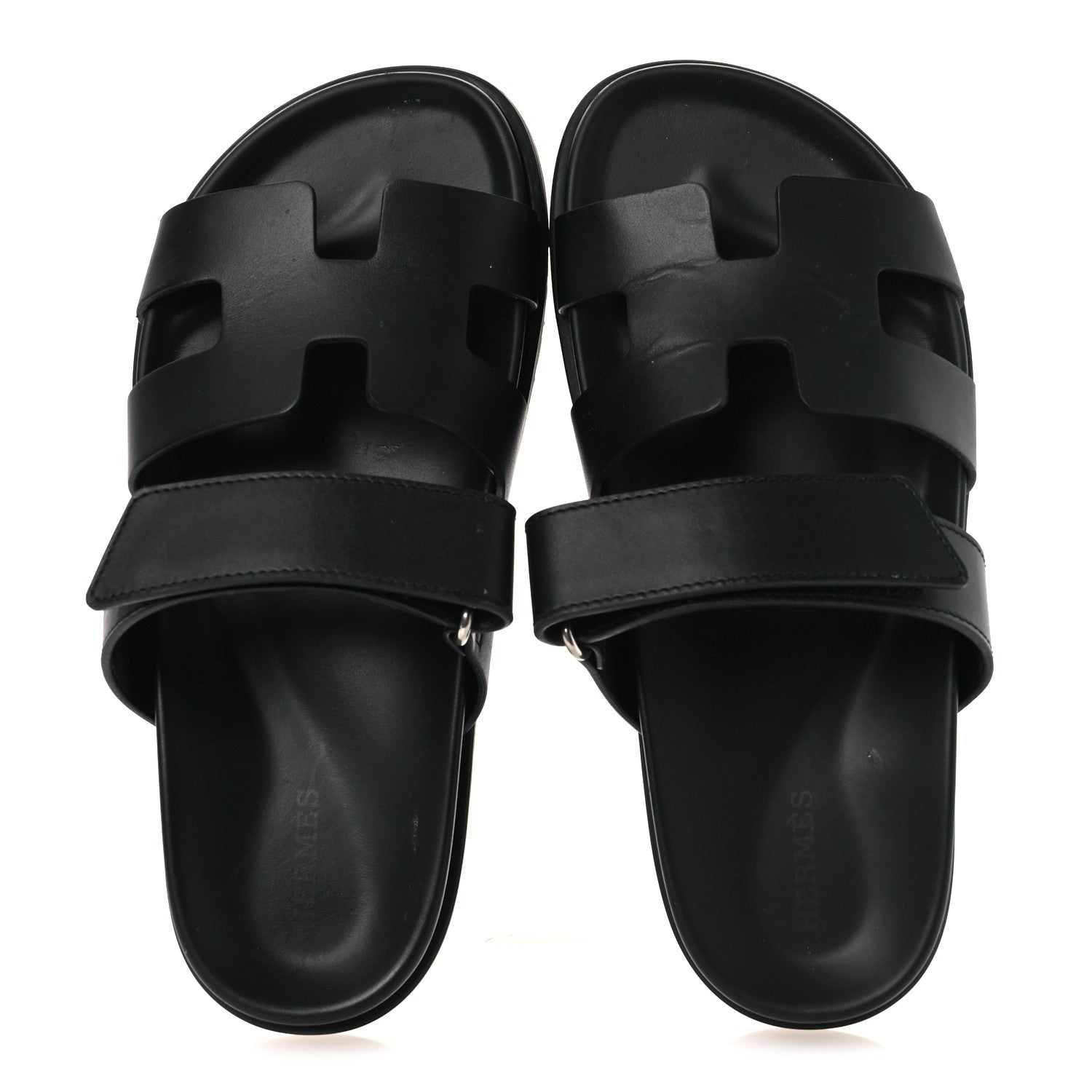 Hermes Calfskin Womens Chypre Sandals 37 Black 2 of 14