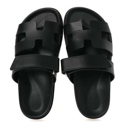 Hermes Calfskin Womens Chypre Sandals 37 Black 2 of 14