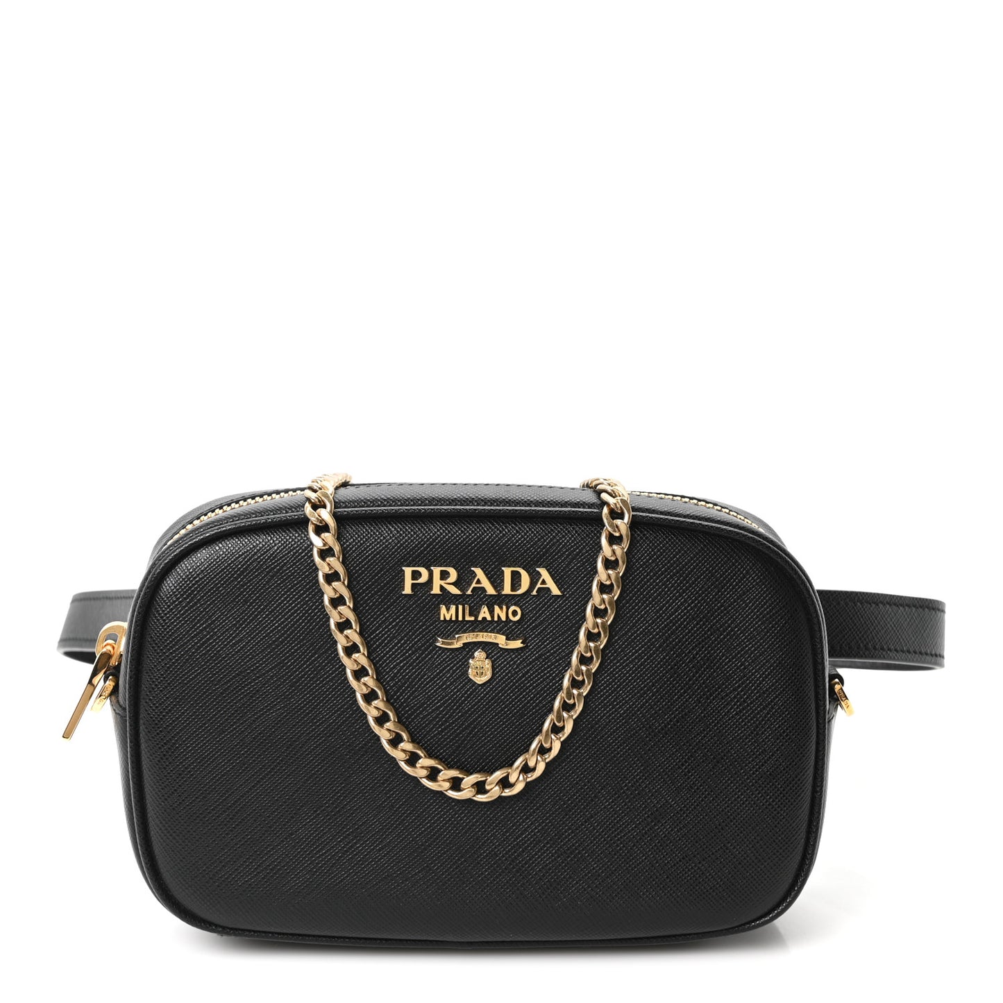 Saffiano Lux Metal Belt Bag Black