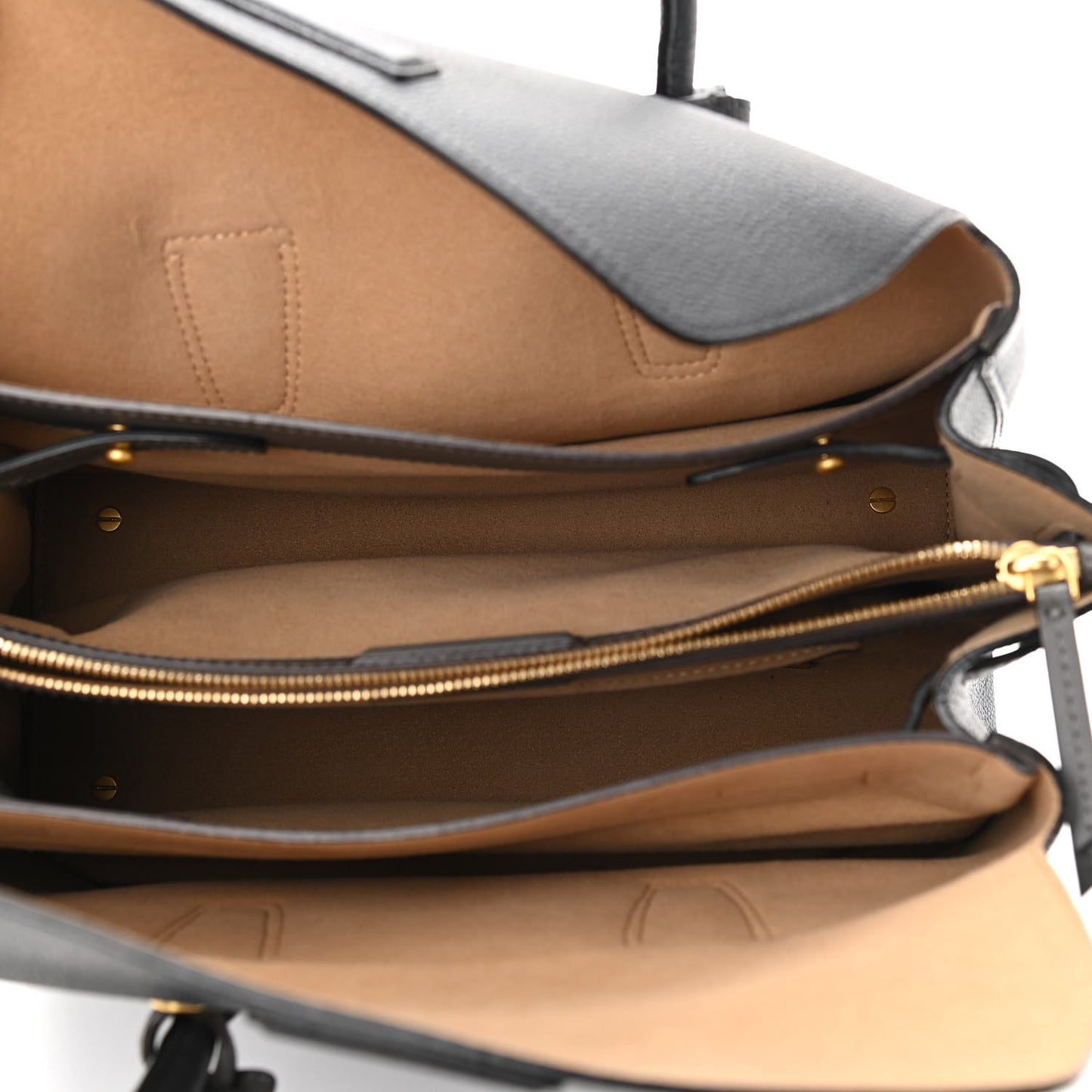 Grained Calfskin Medium Milla Tote Phantom Grey