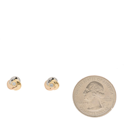 Cartier 18K Pink Yellow White Gold Diamond Trinity Stud Earrings 2 of 5