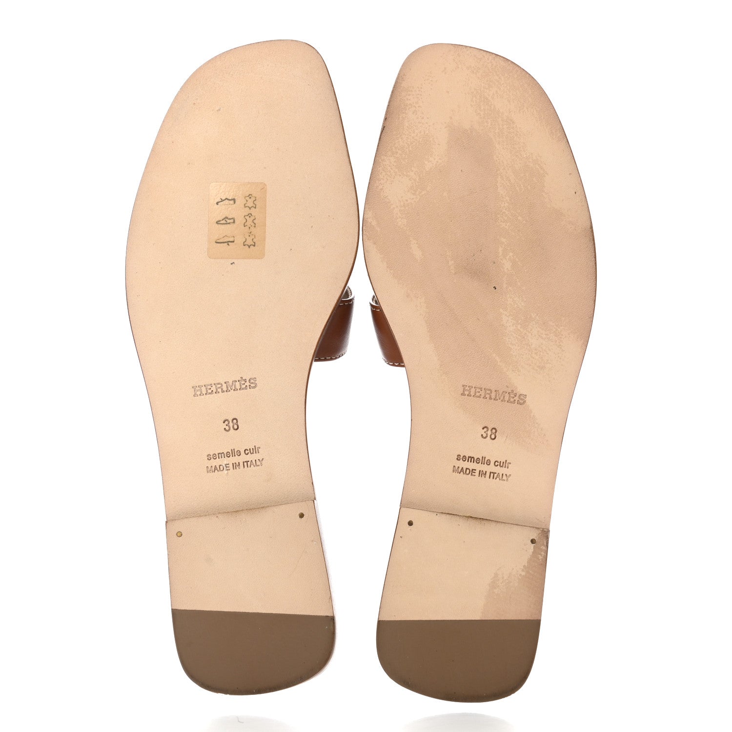 Hermes Box Calfskin Oran Sandals 38 Gold 5 of 8