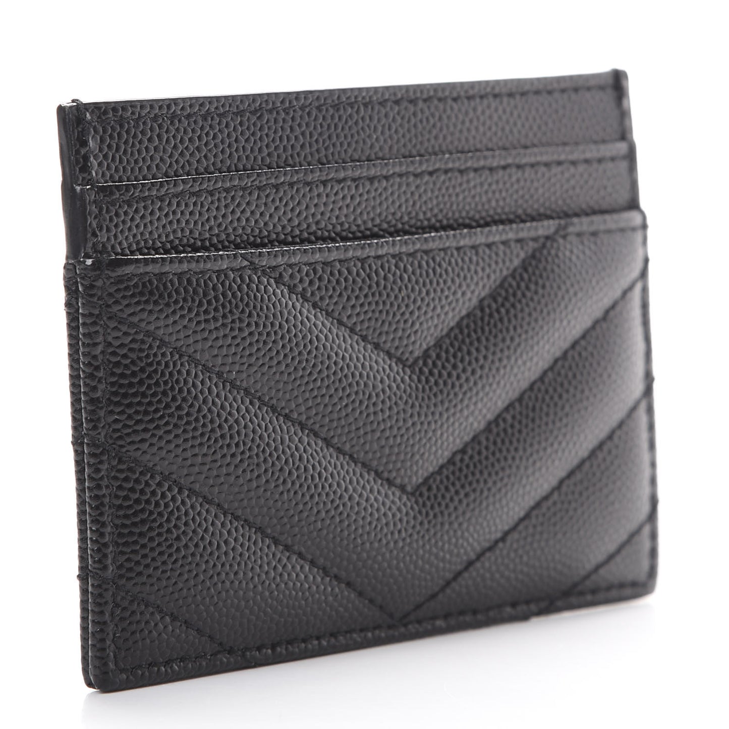 Grain De Poudre Matelasse Chevron Monogram Credit Card Case Black