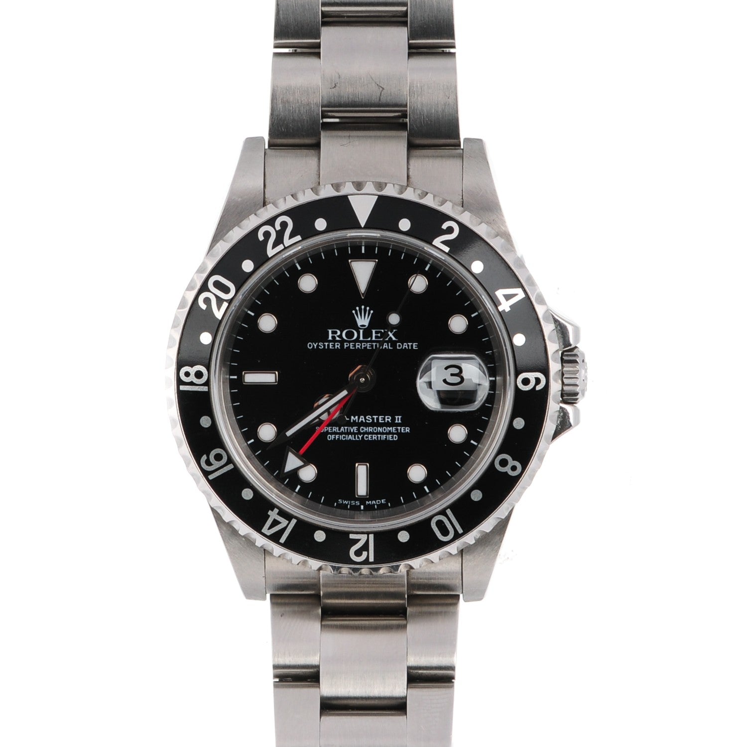 Rolex Stainless Steel 40mm Oyster Perpetual Date GMT Master II Watch Black 16710 1 of 9