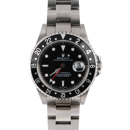 Rolex Stainless Steel 40mm Oyster Perpetual Date GMT Master II Watch Black 16710 1 of 9