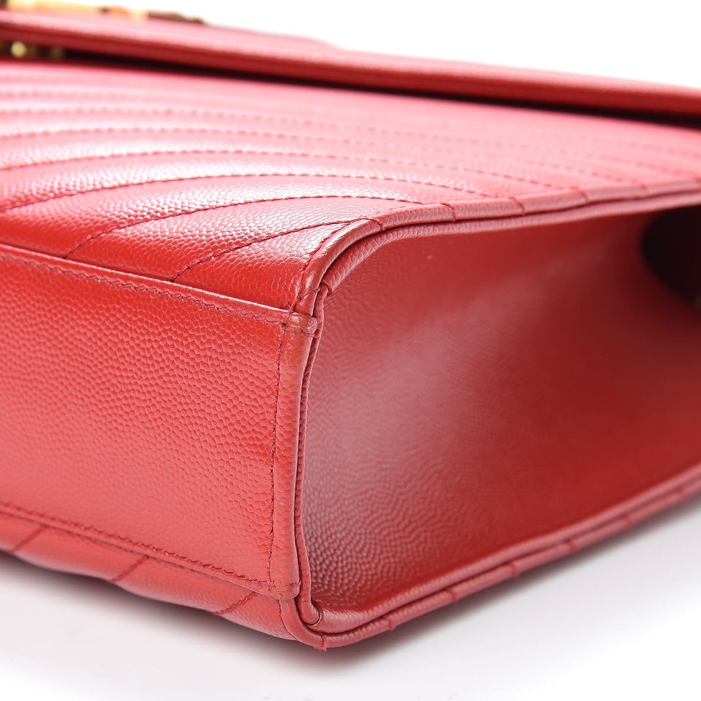 Grain De Poudre Matelasse Chevron Large Monogram Satchel Lipstick Red