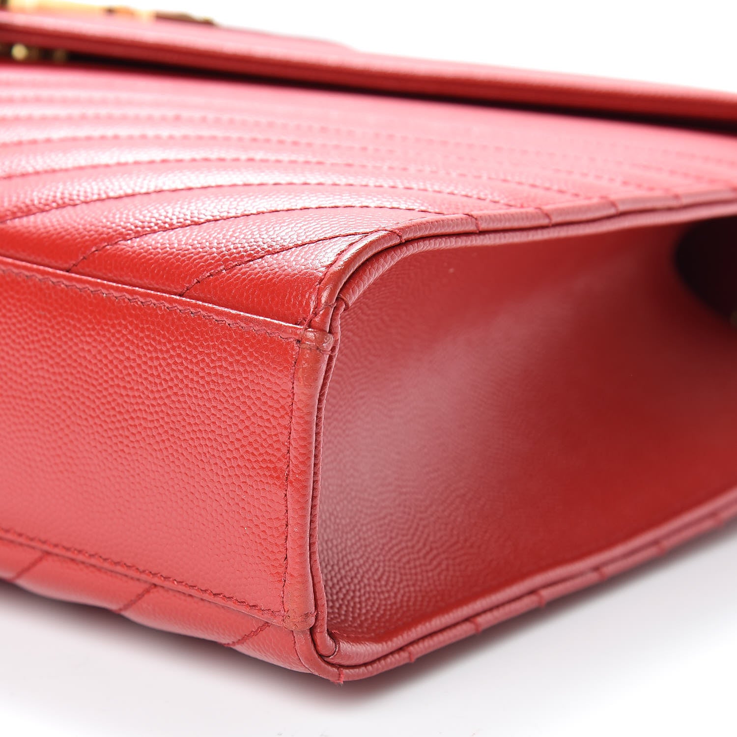 Saint Laurent Grain De Poudre Matelasse Chevron Large Monogram Satchel Lipstick Red 7 of 15