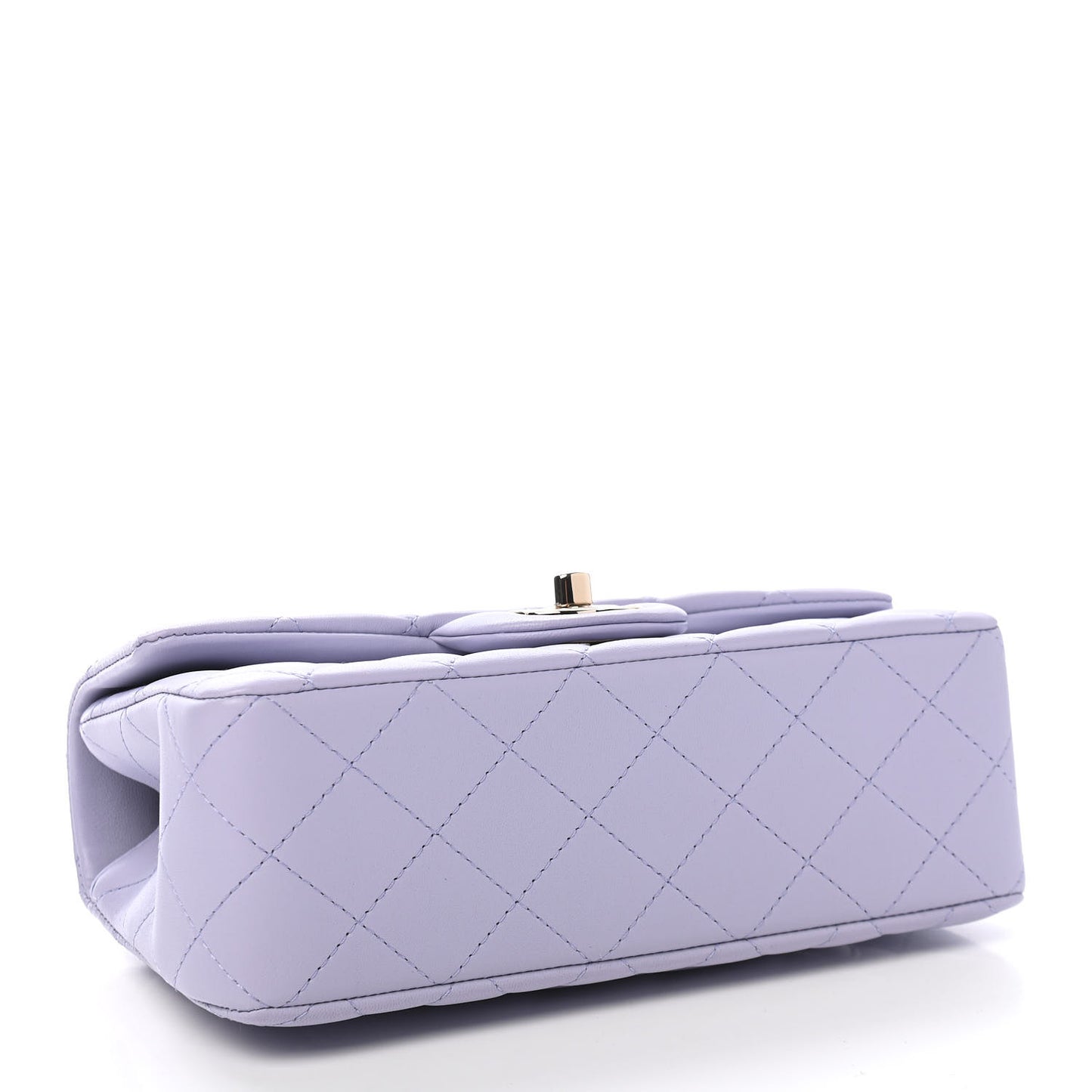 Lambskin Quilted Mini Top Handle Rectangular Flap Light Purple
