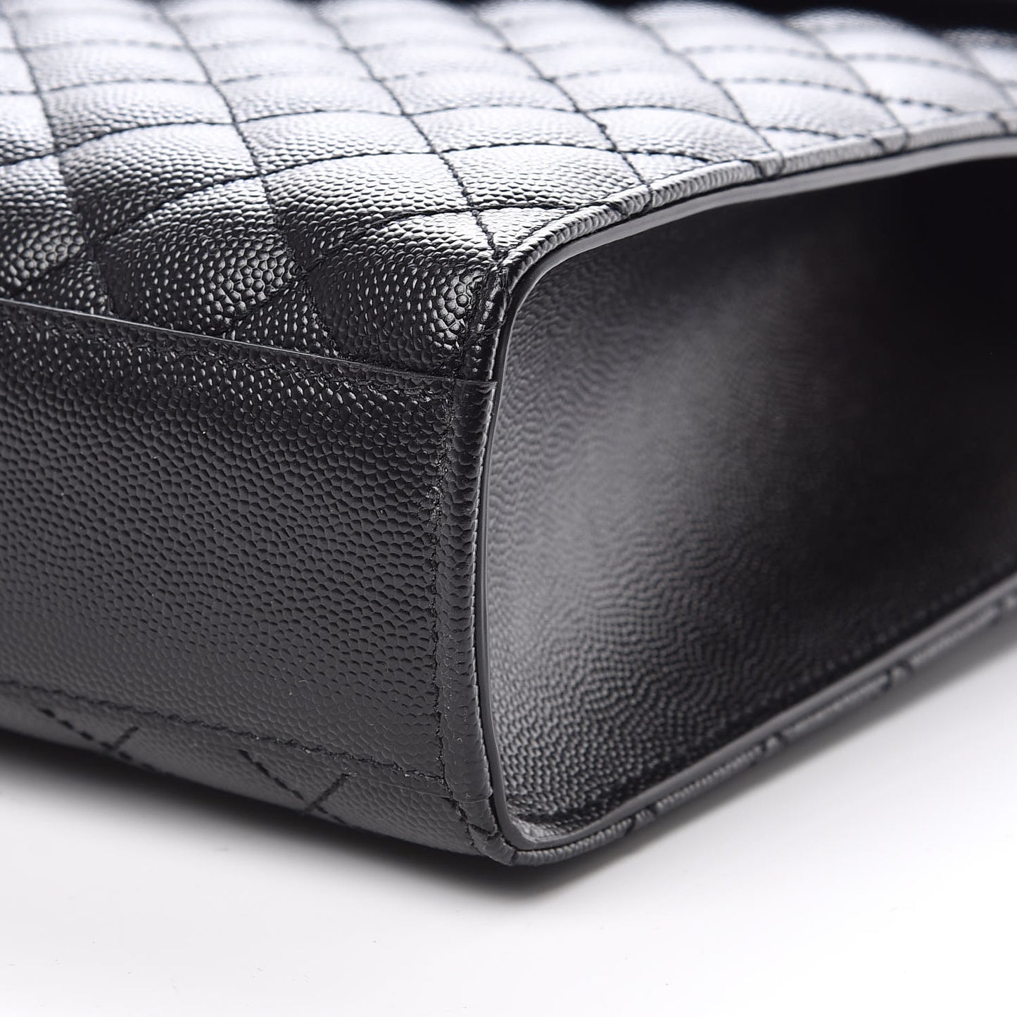Grain De Poudre Textured Mixed Matelasse Large Triquilt Monogram Satchel Black