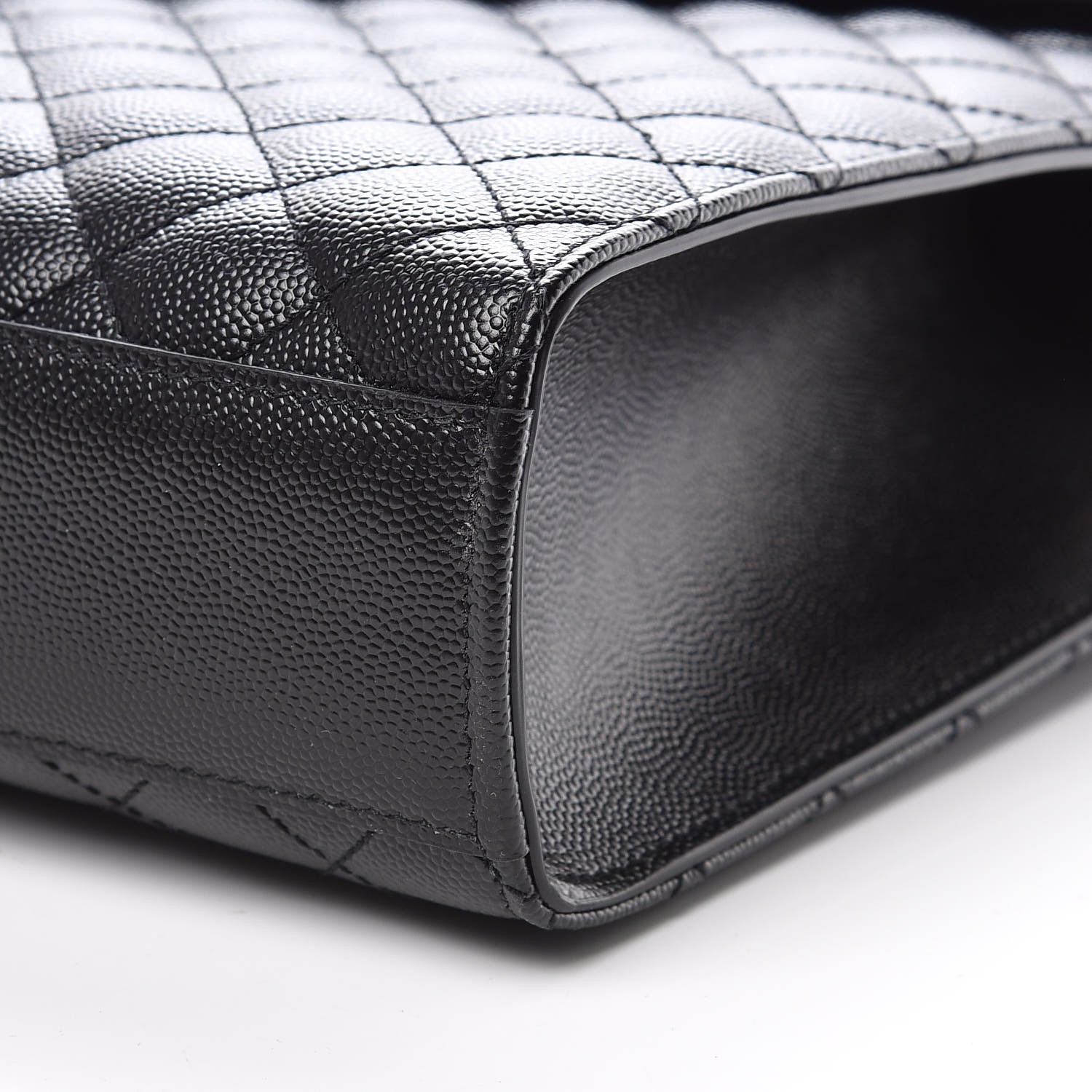 Saint Laurent Grain De Poudre Textured Mixed Matelasse Large Triquilt Monogram Satchel Black 6 of 10