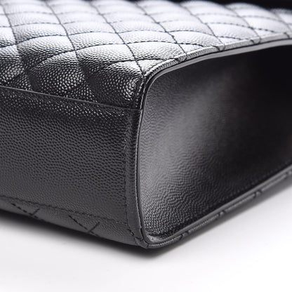 Saint Laurent Grain De Poudre Textured Mixed Matelasse Large Triquilt Monogram Satchel Black 6 of 10