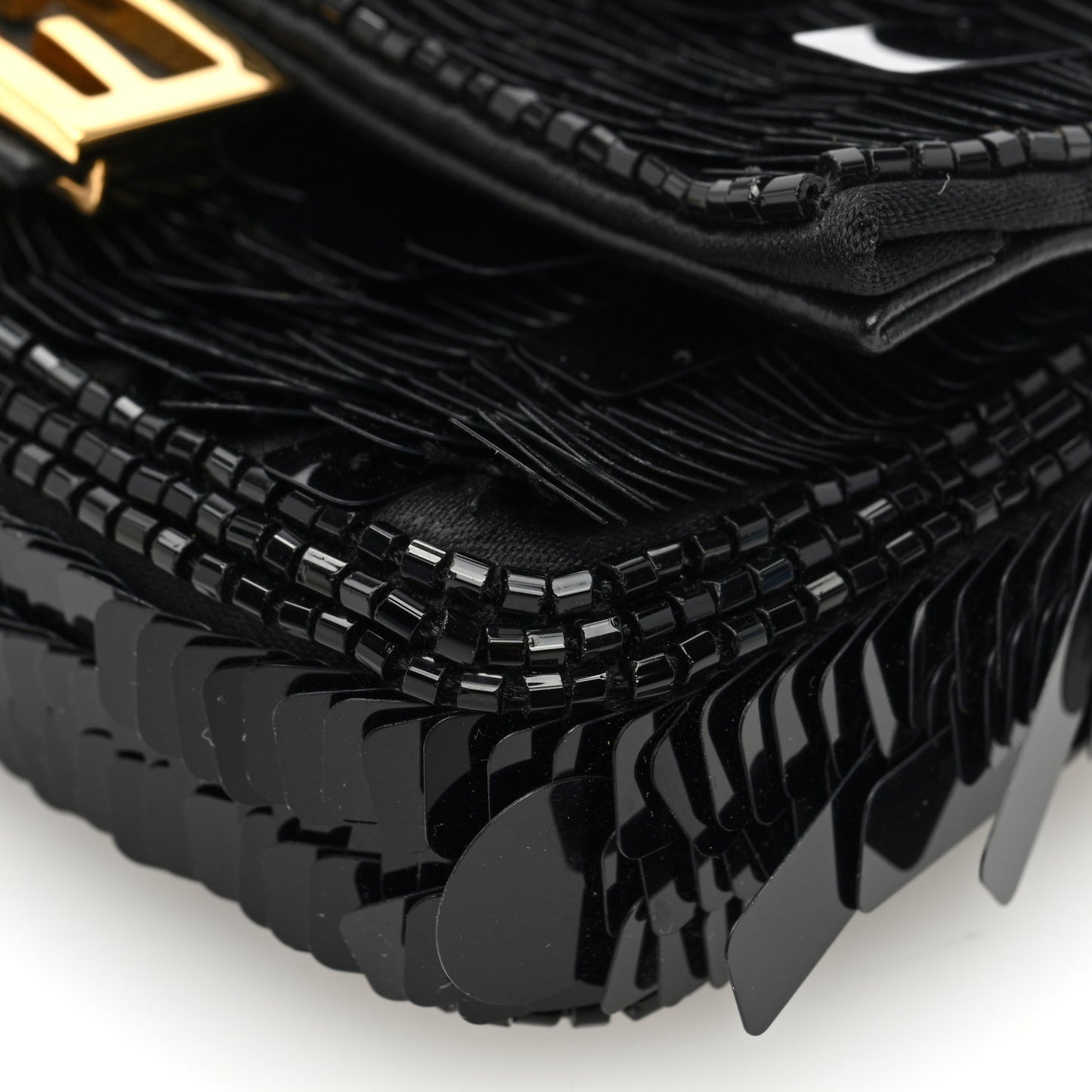 Sequin Paillettes Shiny Nappa Sex and the City Nano Baguette Belt Charm Black