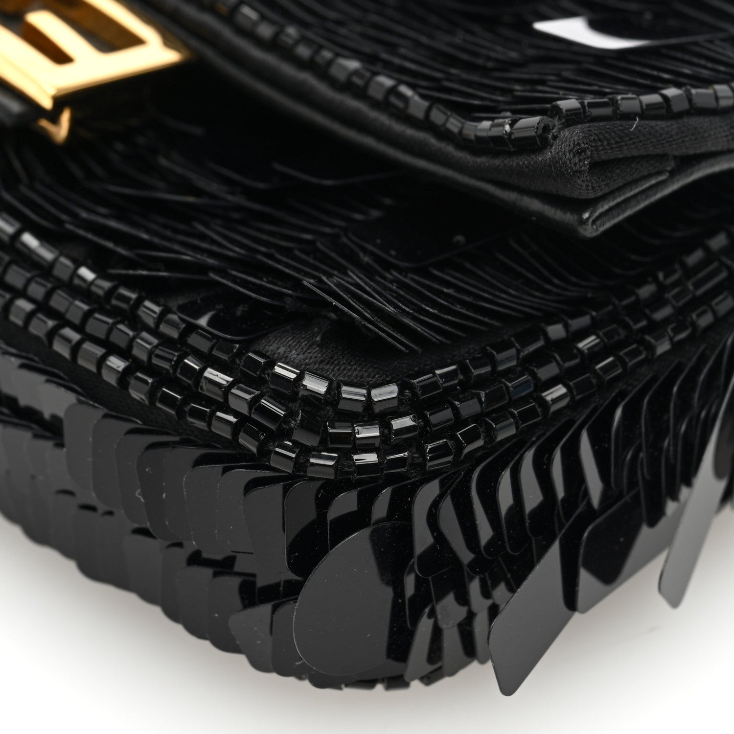 Fendi Sequin Paillettes Shiny Nappa Sex and the City Nano Baguette Belt Charm Black 8 of 8