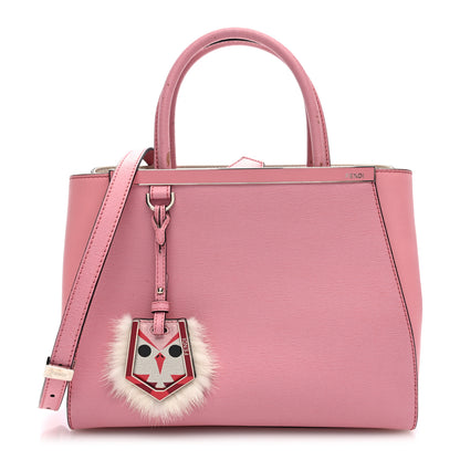 Fendi Vitello Elite Flamingo Mink Monster Charm Petite 2Jours Tote Pink Multicolor 1 of 9