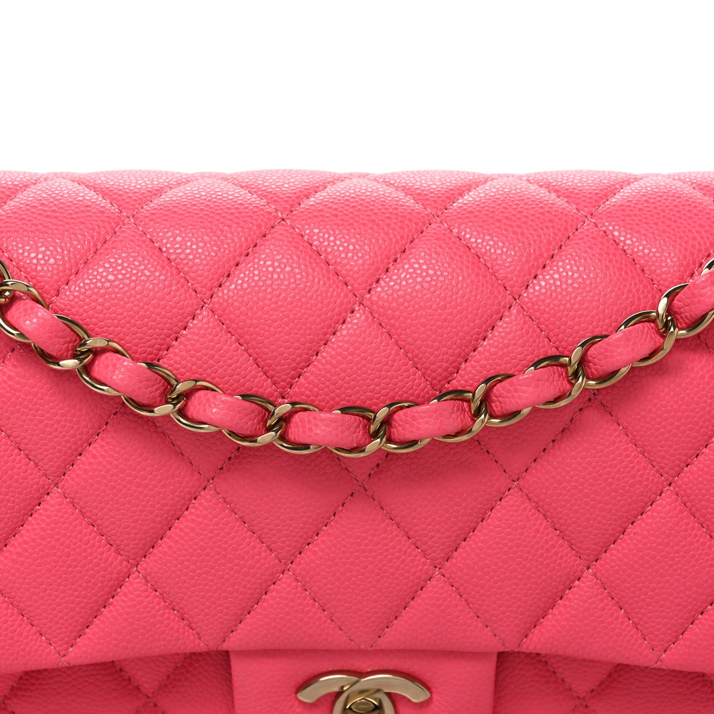 Caviar Quilted Medium Double Flap Pink