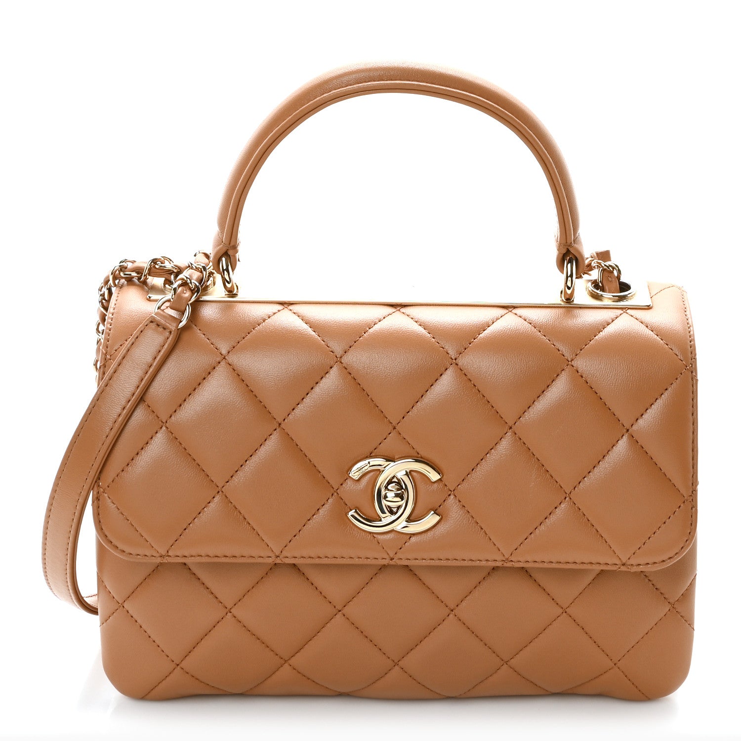 Chanel Lambskin Quilted Small Trendy CC Dual Handle Flap Bag Camel 1 of 11