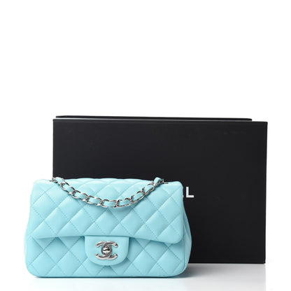 Chanel Lambskin Quilted Mini Rectangular Flap Neon Blue 11 of 11